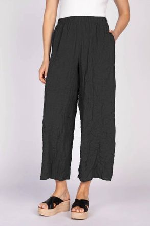 Habitat Crinkle Crepe Flat Front Ankle Pants In Black