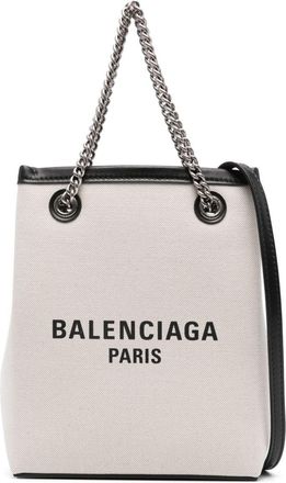 Balenciaga Duty Free canvas phone bag - women - Cotton/CALFSKIN - OS - Neutrals