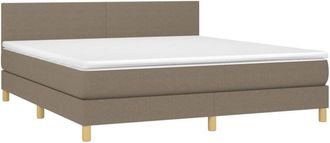 vidaXL Cama Box Spring Con Colch&oacute;n Led Tela Gris Taupe 160x200 Cm Vidaxl