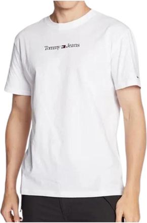 Tommy Jeans Klassieke Lineaire Katoenen Wit T-Shirt - Heren - T-shirts - Wit - L - Katoen - Tops