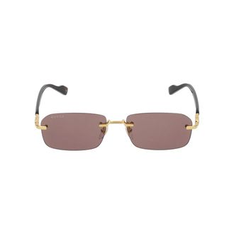 Gucci Goud Havana Bruin Zonnebril - Heren - Zonnebrillen - Geel - 56 MM - Accessoires