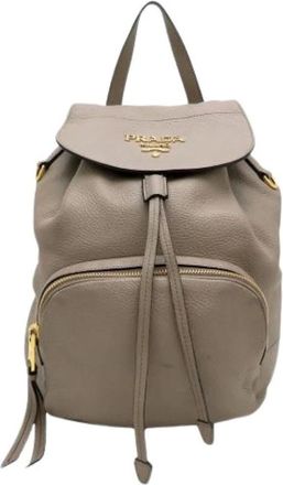 Prada Pre-owned Vintage Rugzak - Dames - Vintage Rugzakken - Grijs - ONE Size - Leer - Vintage