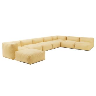 Oviala Sof&aacute; de esquina modular, 5 sillones, 2 &aacute;ngulos, 1 puff amarillo claro