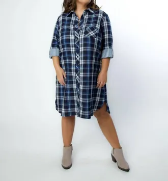 Finley Alex Worker Plaid Dress - Plus In Navy