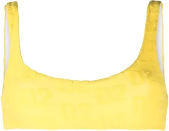 Dsquared2 flocked-logo bikini top - women - Elastane/Polyamide - 40 - Yellow