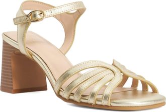 Dune London Womens Ladies Jaelle - Gold Block Heel Sandals Leather - Size UK 7