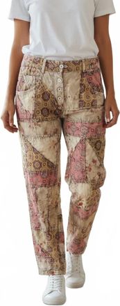 Paperlace London Patchwork Ankle Pants In Lime/pink