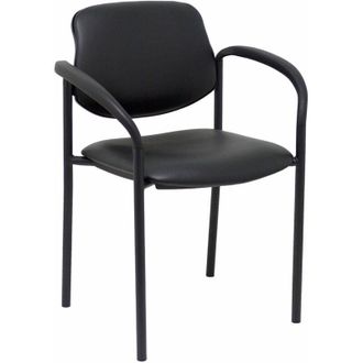 Piqueras y Crespo Silla Fija Styl Similpiel Negro Chasis Negro Con Brazos