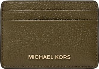 Michael Kors Pebbled Leather Card Case - Dames - Portefeuilles - Groen - ONE Size - Leer - Accessoires