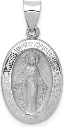 Diamond2Deal 14k White Gold Polished Satin Miraculous Medal Hollow Pendant
