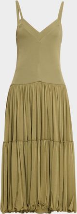 Jil Sander Sleeveless Drop-Waist Tiered Midi Dress