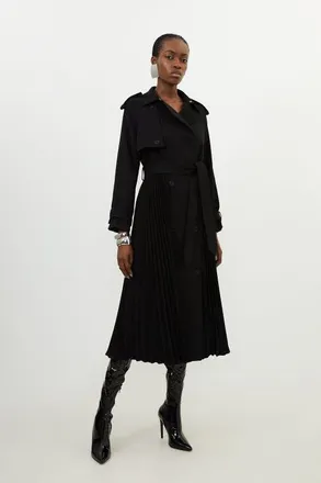 Karen Millen Belted Trench Coat in Black at Nordstrom, Size 12