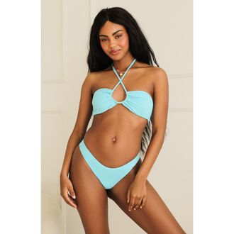 Dippin' Daisy's Swimwear Amalfi String Tie Bandeau Bikini Top in Pool at Nordstrom, Size Medium