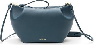 La Portegna Marta Leather Clutch Bag With Shoulder Strap in Blue at Nordstrom