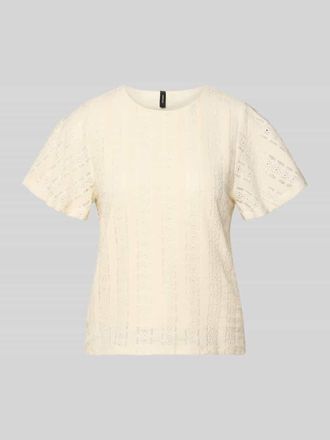 Vero Moda Kurzarmbluse mit Lochstickerei Modell CASSANDRA in Offwhite, Gr&ouml;&szlig;e XL