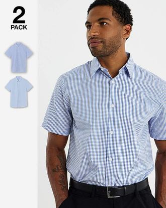 Jacamo 2 Pack Short Sleeve Formal Shirts