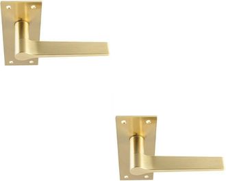 Loops 2x PAIR Flat Straight Handle on Slim Lock Backplate 150 x 50mm Antique Brass
