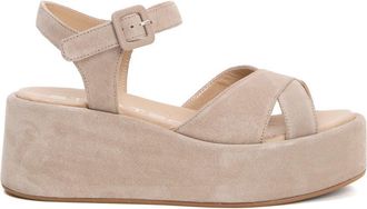 Strategia Beige Suede Wedge Sandals