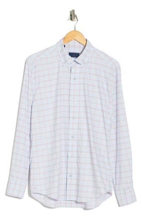 David Donahue Performance Casual Sport Shirt in Sky/Lilac at Nordstrom Rack, Size Xx-Large