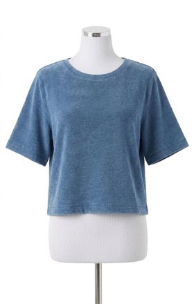 Z Supply Curran Knit Denim Cropped Sweatshirt In Calypso Blue Indigo