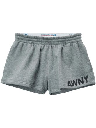 Alexander Wang logo-print shorts - women - Polyester/Cotton/Polyamide/Elastane - S - Grey