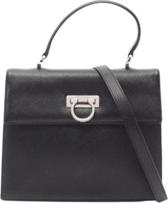 Ferragamo Pre-owned Gancini Leren 2-weg Handtas - Dames - Vintage Handtas - Zwart - ONE Size - Leer - Vintage