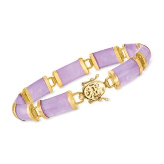 Ross-Simons Lavender Jade Good Fortune Bracelet in 18kt Gold Over Sterling