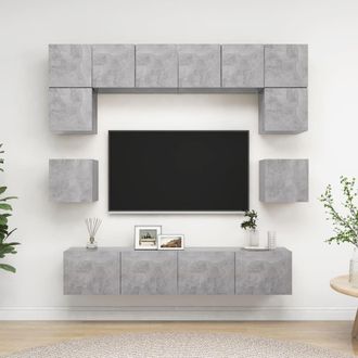 Berkfield Home 8 Piece TV Cabinet Set Concrete Grey Engineered Wood