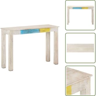 vidaXL The Living Store Tavolo Consolle Bianco 115x35x77 cm in Legno di Mango Grezzo - Tavolo da ingresso in legno