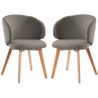 Calicosy Set di 2 sedie, in tessuto beige con gambe in legno massiccio H79 cm - SOL&Egrave;NE
