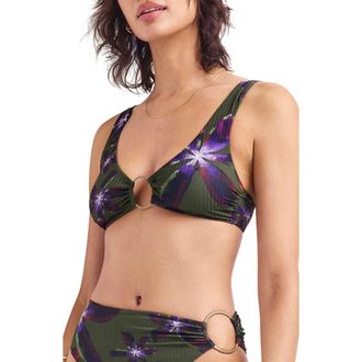 Vitamin A Skylar Ring Detail Rib Bikini Top in Watercolor Orchid at Nordstrom, Size X-Small