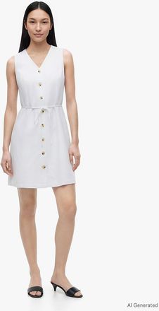 Tommy Hilfiger Womens Sleeveless Cotton-Linen Blend Mini Dress - Optic White - XXL