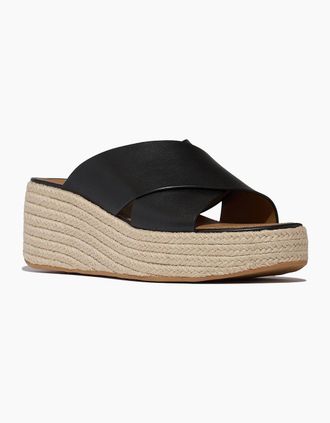 FitFlop Womens Fitflop Platfforms Leather Womens Black Sandals - Size: 4