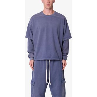 mnml Layered Thermal Long Sleeve T-Shirt in Washed Navy at Nordstrom, Size Xx-Large
