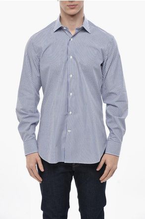Laboratorio del Carmine Cotton Poplin Striped Shirt BURRI with French Collar size 40