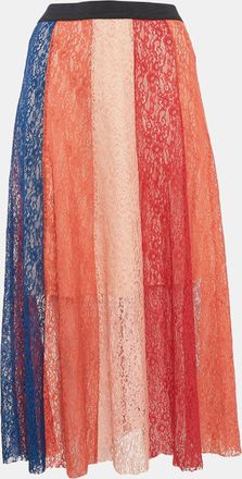 Maje Multicolor Lace Paneled Midi Skirt