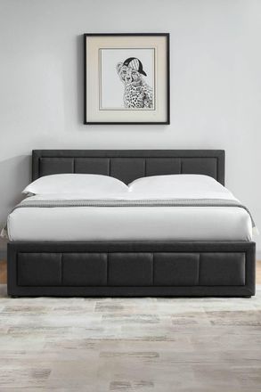 Home Discount Vida Designs Vanita Ottoman Fabric Bed & Gel Memory Foam Mattress in Dark Grey | Size: King