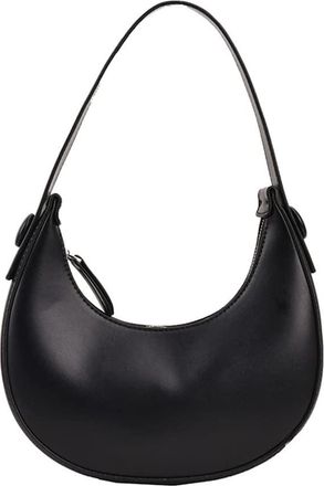 Generic Women Fashion Leather Shoulder Bags Small Purse Handbags Elegant Underarm Bag ladies leather Purses with Zipper (Black)