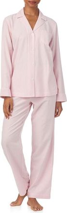 Lauren Ralph Lauren Print Cotton Blend Pajamas in Pink Stripe at Nordstrom, Size Medium