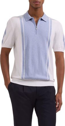 Bugatchi Quarter Zip Polo Sweater in Air Blue at Nordstrom, Size Xxx-Large