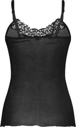 Saint Laurent Womens Tank Top Silk Ribbed Black