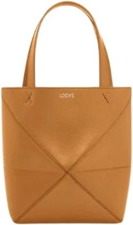 Loewe Tassen, Dames, Bruin, ONE Size, Leer, Geometric Puzzle Fold Mini Tote