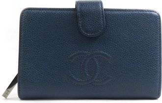 Chanel Navy Grained Calfskin Wallet (Bi-Fold) (Pre-Owned)