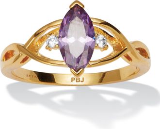 Palm Beach Jewelry Marquise Simulated Birthstone Gold-plated Ring