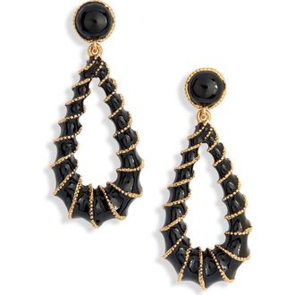 Kenneth Jay Lane Black Enamel Teardrop Earrings in Gold at Nordstrom Rack