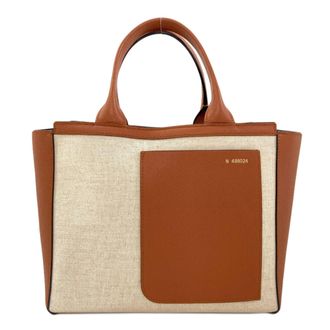 Valextra Brown Canvas Leather Shopping Bag Tote Bag (Pre-Owned)