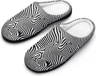 Generic Animal Zebra Print Mens Slippers Comfortable And Non-slip Cotton Slipper Shoe for House