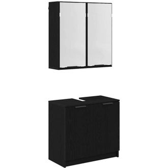 vidaXL Juego de Muebles de Baño 2 pcs Roble Negro Madera de ingeniería vidaXL