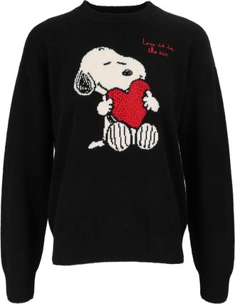 MC2 Saint Barth Black Tessa-Snoopy Heart Embellished Sweater