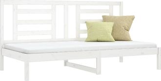 vidaXL Sof&aacute; Cama Sin Colch&oacute;n Madera Maciza De Pino Blanco 90x200 Cm Vidaxl